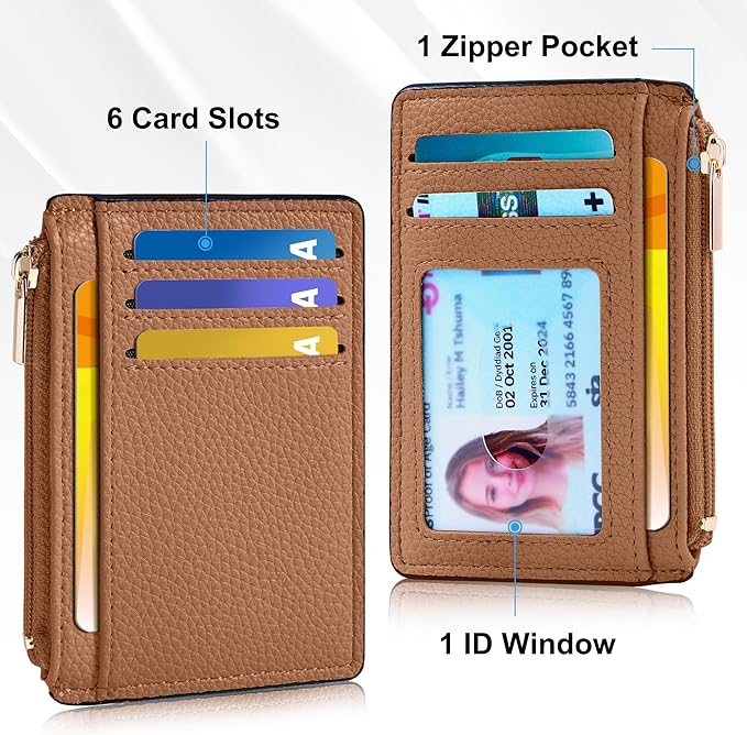 Tipmile Womens Credit Card Holder Wallet, Small Slim RFID Blocking Sleeve | Mini Tiny Cute ID Case, Minimalist Zipper Pocket Wallet, Thin Coin Purse, Mothers Gift