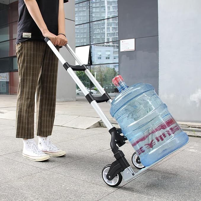 Folding Hand Truck Aluminum Portable Folding Hand Cart 180lbs Capacity Hand Cart and Dolly Ideal for Home, Auto, Office,Travel Use,Black