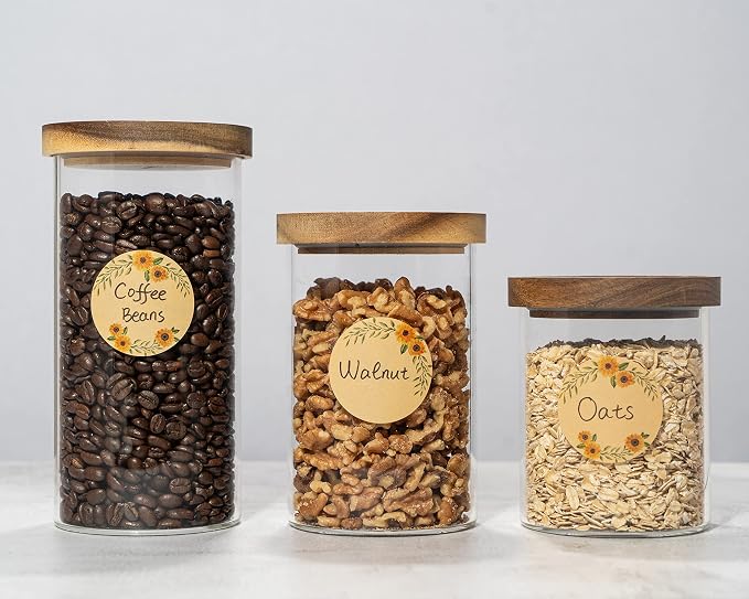 MONEST (500pc/Roll) 2" Label Stickers for Jars and Lids, Pantry, Mason Jar, Sticker, Canning, Spice, Bottle Labels (Sunflower)