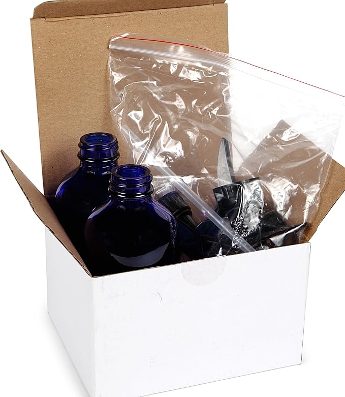 Vivaplex 8 oz Cobalt Blue Glass Bottles with Black Trigger Sprayers - 2 pk