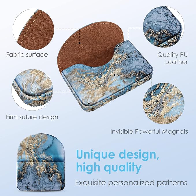 Business Card Holder，PU Leather Business Card Case Color Printing Pattern Card Holder Wallet，Pockets Magnetic Credit Card Holders for Men and Women，Blue Marble