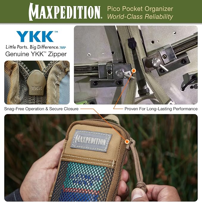 MAXPEDITION Pico Pocket Organizer, Ultra Compact EDC Gear Pouch, Tactical Utility Pouch for Everyday Carry, Tools, Gadgets, Outdoor First-Aid Kit, Survival