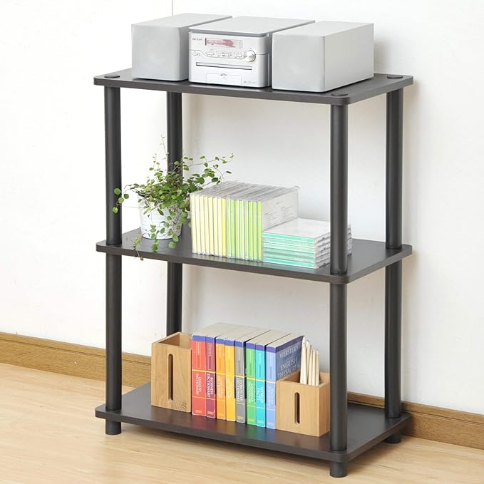 Yamazen SR-3 (DBR/BK) System Rack (Width 23.6 x Depth 11.8 inches (60 x 30 cm), 3 Shelves, Dark Brown