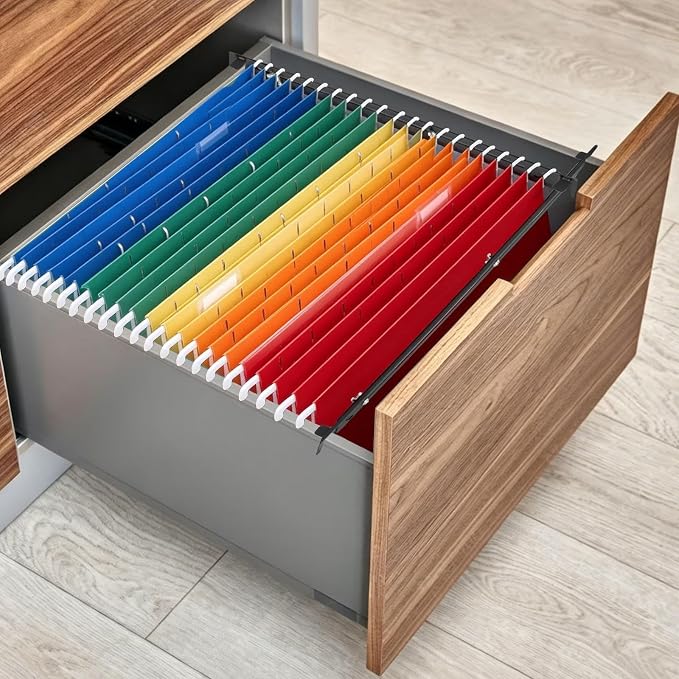 4 Pack Adjustable File Cabinet Rails, Metal Hanging File Folder Frame Cabinet Dividers Suitable for Cabinets with Drawer Thickness Less Than 0.71 Inches