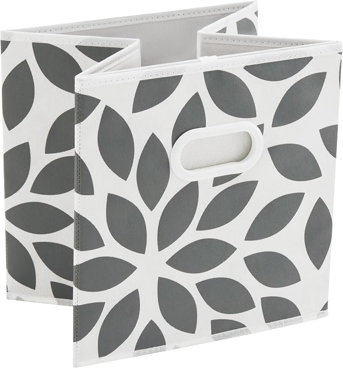 MAX Houser Fabric Storage Bins Cubes Baskets Containers with Dual Plastic Handles for Home Closet Bedroom Drawers Organizers, Flodable,Grey, Set of 6