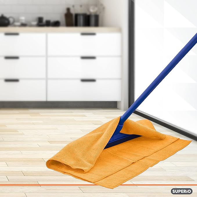 Superio Microfiber Squeegee Mopping Towel Extra Large Miracle Cloth Streak Free Floor Cloth 20x30 House, Kitchen, Bathroom, Car Multi Colored, (12"x12" + 20"x30")