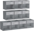 DIMJ Storage Cubes, Cube Storage Bin, 10 Pack Foldable Storage Cubes with Window, Closet Storage Bins with Handle, 11x 11 inch Storage Box for Clothes, Toys, Books (Grey)