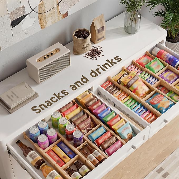 Bamboo Drawer Dividers, Expandable Kitchen Drawer Organizer | Include 6 Dividers, 6 Small Inserts and 6 Medium Inserts for Home, Office, Dressers