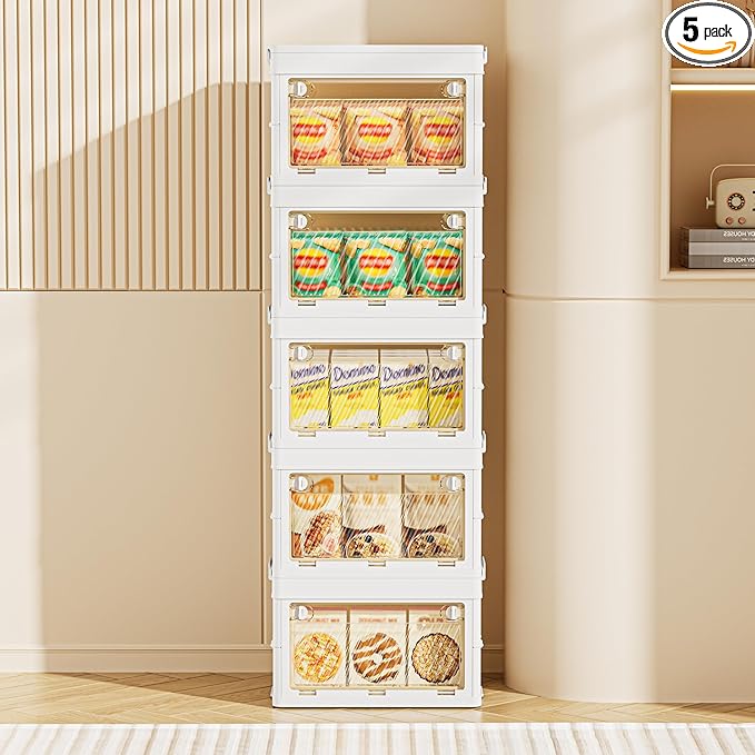 92 QT / 23 Gal Foldable Storage Cabinet - Clear Front & Back Doors with Triple Security Latches, One-Pull Assembly, Grade Organizer for Tools/Toys/Supplies