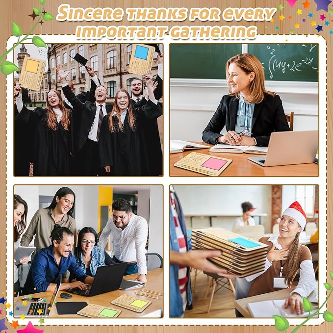 Kosiz 10 Set Back to School Teacher Team Gifts Bulk Team Together Wooden Sticky Note Holder with Notes and Ballpoint Pens Appreciation Thank You Gift for Teacher Back to School Party Supplies