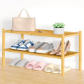 Smiry Bamboo Shoe Rack, 2 Tier Shoe Organizer for Entryway & Closet, Stackable Free Standing Storage Shelf for Shoes, Bags & Plants, Natural