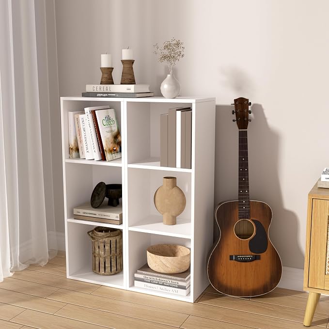 Wooden 3 Cube Storage Organizer, 3 Tier Storage Cubes Storage Display Cubby, Freestanding DIY Closet Shelving Unit for Living Room Bedroom Office (White, 3 Cube-W(11.8inch)