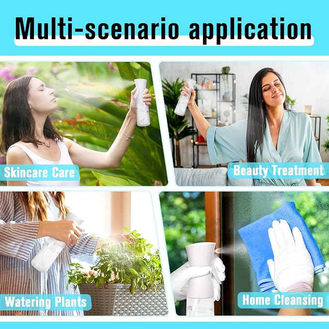 Spray Bottle For Hair,Continuous Water Mister for Hairstyling, Salons, Cleaning, Plants,Essential Oil Scents,Ultra Fine Mist Sprayer,6.8 OZ /200 ML-White(Christmas Gifts)