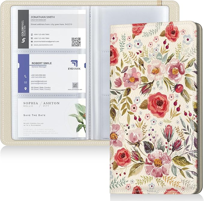 Pu leather business card organizer， 240 Capacity business card holder organizer，Credit card holder for women and men