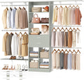Besiost Closet System - 8FT Closet Organizer System with Wooden Drawers, 96" Closet Systems for Walk-In Closets with Cuttable Hanging Shelving, Green