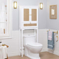 Spirich Over the Toilet Storage Cabinet with Hand-Woven Rattan Doors, White | Tilt-Out Storage Cube, Adjustable Shelf, 33-Inch Toilet Clearance, Anti-Tip Bracket, Bathroom Organizer for Toiletries