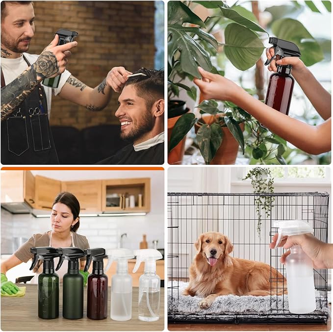 Plastic Spray Bottles (2 Pack 10 oz), Leakproof Adjustable Fine Mist & Jet Stream Nozzle, Premium BPA-Free Plastic Multi-Purpose for Hair, Plants, Cleaning (2 PACK GREEN)