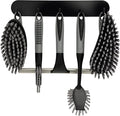 Scrub Brush Set of 6 pcs - Cleaning Shower Scrubbers with Squeegee for Shower Glass and Adhesive Wall Hooks Including Grout Cleaner Brush, Scrub Brushes for Cleaning Bathroom, Shower, Tile, Bathtub