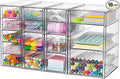 Vtopmart 4 Set Clear Desk Organizer, Acrylic Pen Organizer with 16 Drawers | Desktop Organization and Storage, Clear Storage Drawers for Office Supplies, Pen, Makeup, Art Craft, Jewelry, Nail