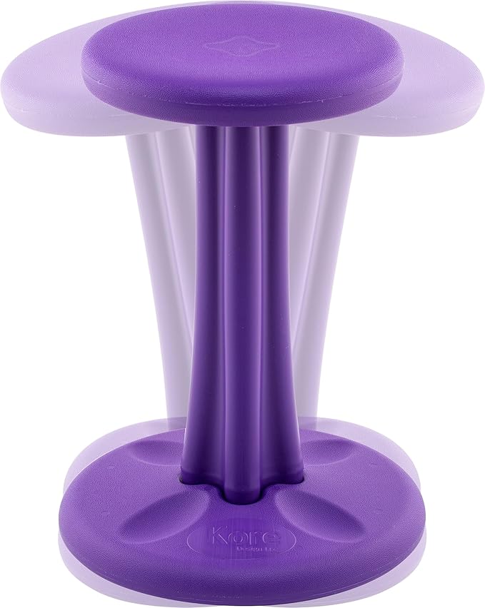 KORE DESIGN Wobble Stool Chair, Girls + Boys Kid Desk Stools, Ergonomic Small Office Chairs, Flexible Seating for Active Kids, ADD/ADHD, Classroom, School, Home, Pre-Teen (18.7in) Age 10-11 yr, Purple