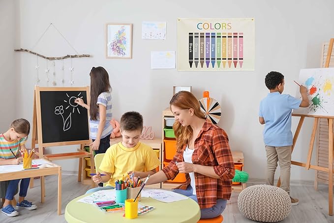 Classroom Wall Banner Decor-Teacher Gift-Inspirational Back to School Wall Art Flag Decor-Colors-Hanging Canvas Banner for Classroom Reading Corner Homeschool Teacher Office Reading Corner