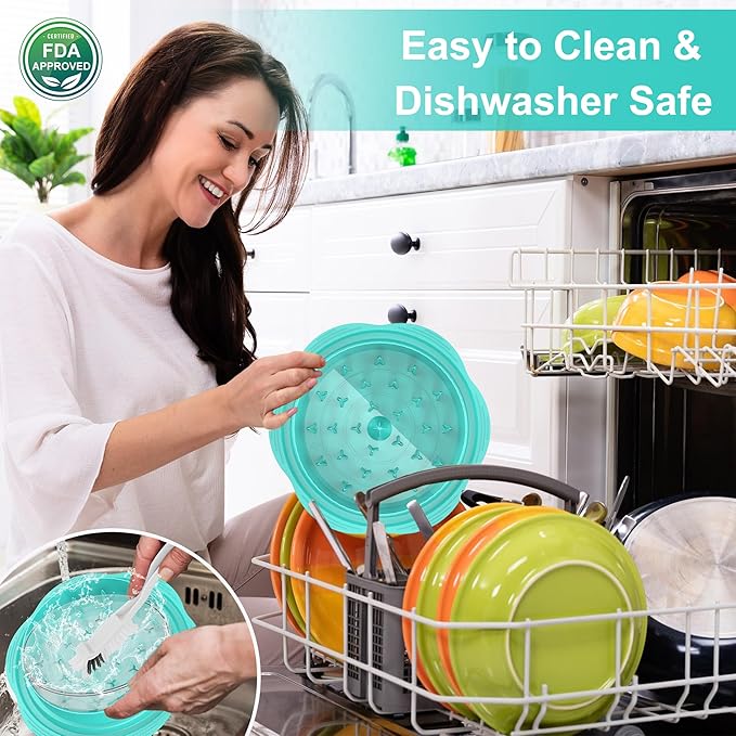 Chicken Shredder with Removable Plate - Manual Meat Shredder Tool with Transparent Lid & Cleaning Brush, Dishwasher Safe Kitchen Gadget for Shredding Chicken, Pork, Beef, Pulled Pork(Mint Green)
