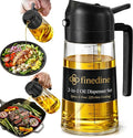 FineDine 16oz Olive Oil Sprayer for Cooking, 2 in 1 Olive Oil Dispenser Bottle for Kitchen, Air Fryer, Salad, BBQ & Baking – Dual Spray Mist & Stream, with Measurement Marks, Black