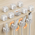 12Pack Rotatable Cord Organizer,Spring Cable Clips Desk Cable Management Cord Holder Adhesive Phone Charger Cord Clips for Home Office Car Wall Nightstand Accessories, Clear