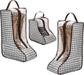 Boot Storage Bag Organizer,Dustproof Boot Bags for Cowboy Boots,Portable Travel Shoe Protector Bags,Tall Boot Covers Storage Organizer for Packing (1 Short + 2 Long Houndstooth)