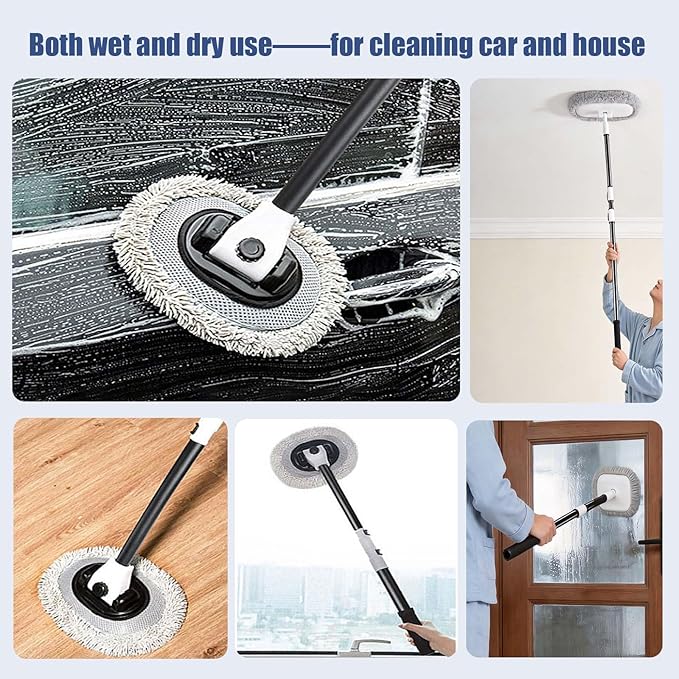 Extendable Car Wash Mop for Ford Edge SEL SUV 2010-2025, Soft Bristle Car Brush with Detachable Large Head Cleaning Tool for Car Home