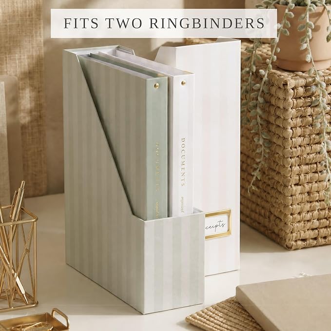 Beautiful Magazine Holder Set of 3 - Sturdy File Holder to Organize Your Desk or Shelves - The Perfect Office & Work Storage to Effortlessly Arrange Your Paperwork, Files, Magazines, Books or Binders