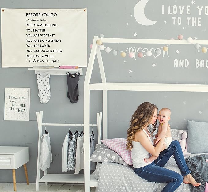Classroom Wall Flag Decor-Teacher Gift-Inspirational Back to School Wall Banner Decor-Before You Go-Hanging Rectangular Canvas Banner for Classroom Teacher Office Reading Corner-28.5x20 In