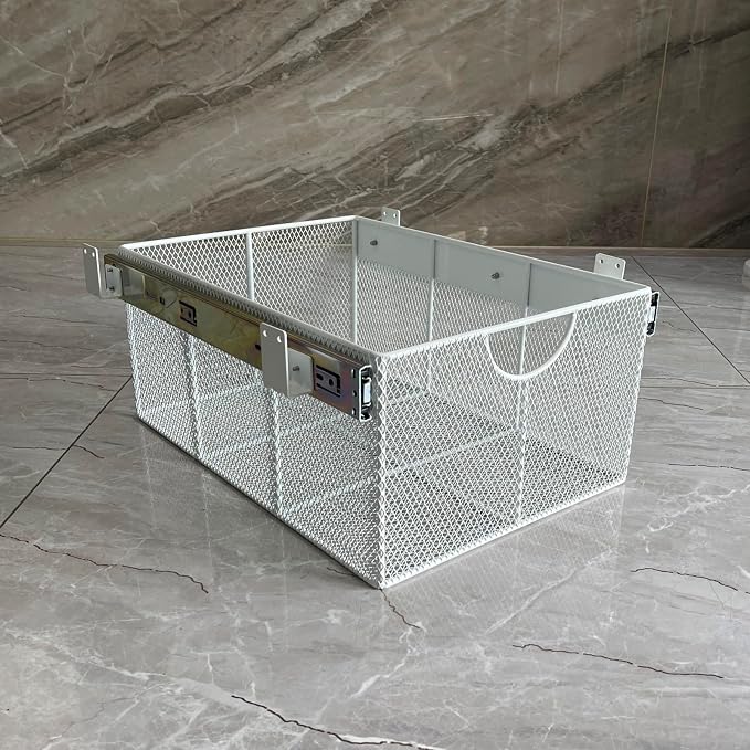Pull Out Closet Drawer for Clothes | Sliding Wire Basket for Wardrobe Cabinets | Roll Out Storage Organizer | Side Mounting | for Home, Kitchen,Pantry
