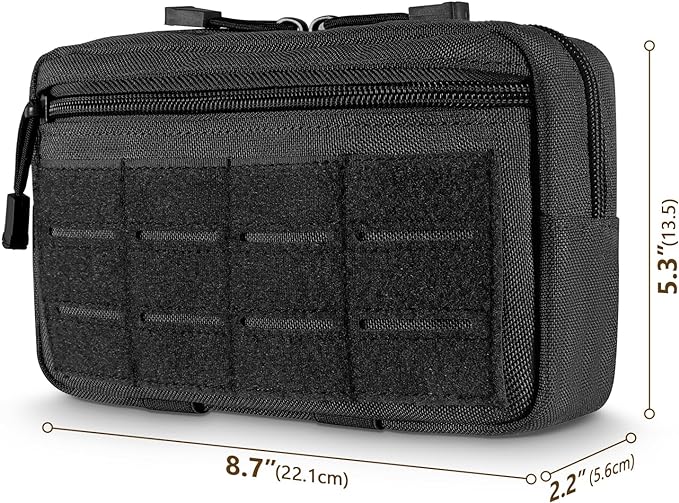 FRTKK Tactical Molle Admin Pouch Utility Laser Cut EDC Tool Pouch Bag Horizontal Modular Pouches Include US Flag Patch and Keychain