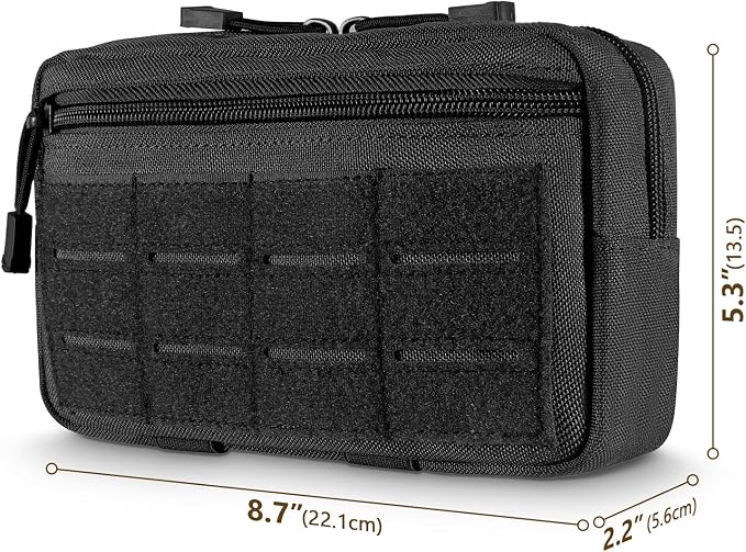 FRTKK Tactical Molle Admin Pouch Utility Laser Cut EDC Tool Pouch Bag Horizontal Modular Pouches Include US Flag Patch and Keychain