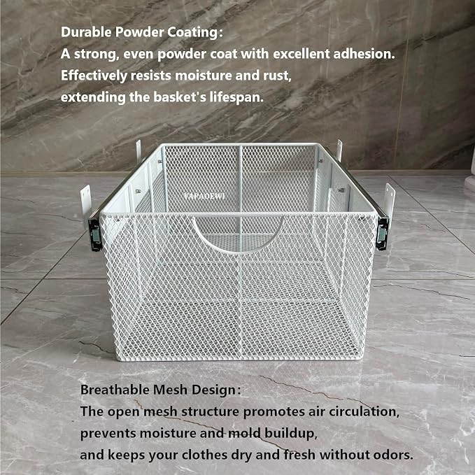 Pull Out Closet Drawer for Clothes | Sliding Wire Basket for Wardrobe Cabinets | Roll Out Storage Organizer | Side Mounting | for Home, Kitchen,Pantry