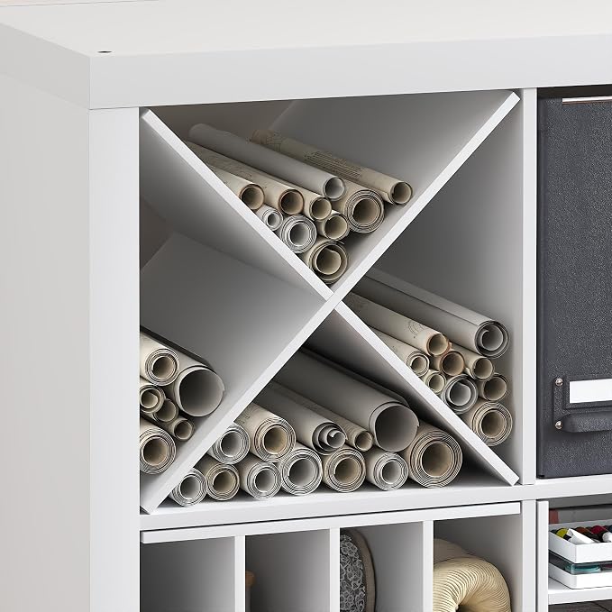 Furinno Cubicle Cube Insert, X-Shelf Cube Organizer, 3-Shelf Accessory, Fits into Furinno Triple Thick Cubes, IKEA Kallax, for Organizers and Storage, White