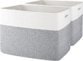 OIAHOMY Storage baskets for Shelf, Toy Storage Basket, Collapsible Storage Bins, Blanket Basket Living Room, Closet Storage for Bedroom, 16.5 x 13 x 12 Inches-Pack of 2-Grey