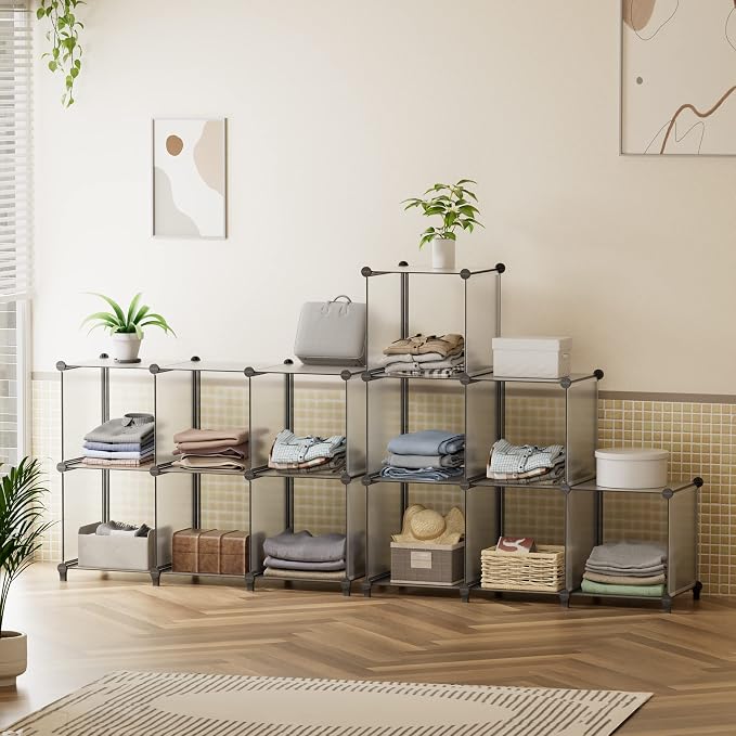 HOMIDEC Closet Organizers and Storage, 9 Cube Storage Organizer, Grey | Portable Closet Organizer, Storage Cubes Shelves, for Bedroom, Kids Room, Bathroom, Wardrobe