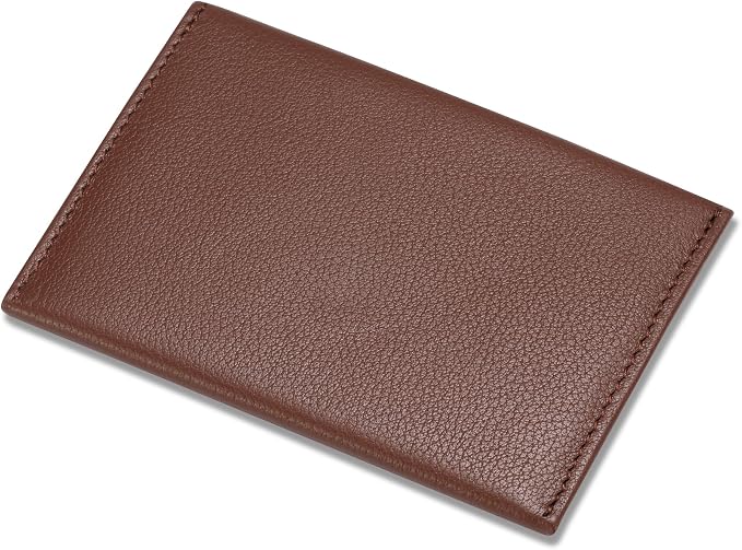 HISCOW Envelope Business Card Case with Magnet Closure - Italian Calfskin, Coffee