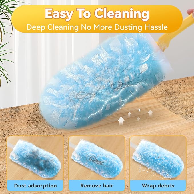 Tiumso 60 Count Duster Refills Dusters for Cleaning Compatible with Swiffer | 360° Heavy Duty Microfiber, 5X Electrostatic Dust Capture, Ideal for Furniture, Corners & Ceiling Fans, Refills Only