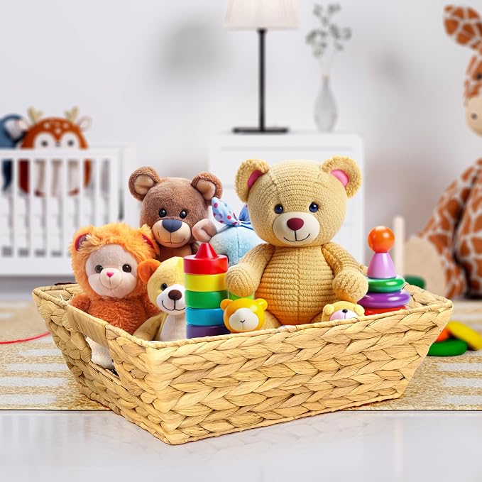 M4DECOR Set of 6 Snack Baskets, Wicker Snack Basket Organizer for Office, Small Wicker Baskets with Handles (6 packs)