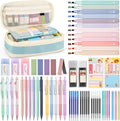 DazSpirit 62PCS Aesthetic Stationery Set with Pencil Case, No Bleed Highlighters, Gel & Erasable Pens, Mechanical Pencils, Refills, Cute College School Supplies for Note Taking, Journaling