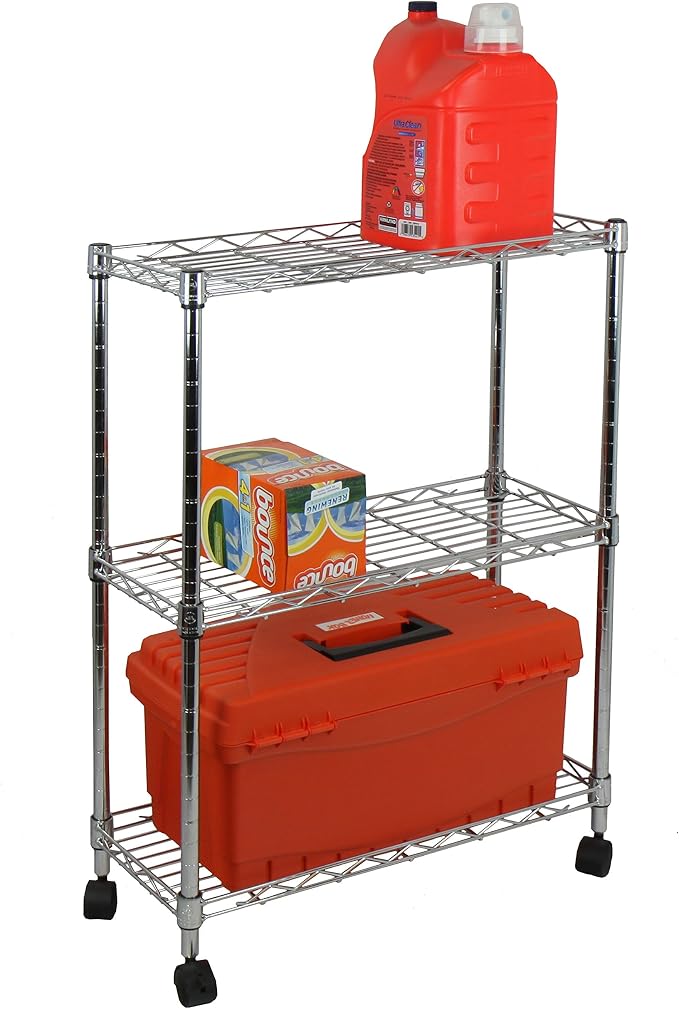 Oceanstar 3-Tier Shelving All-Purpose Utility Cart, Chrome