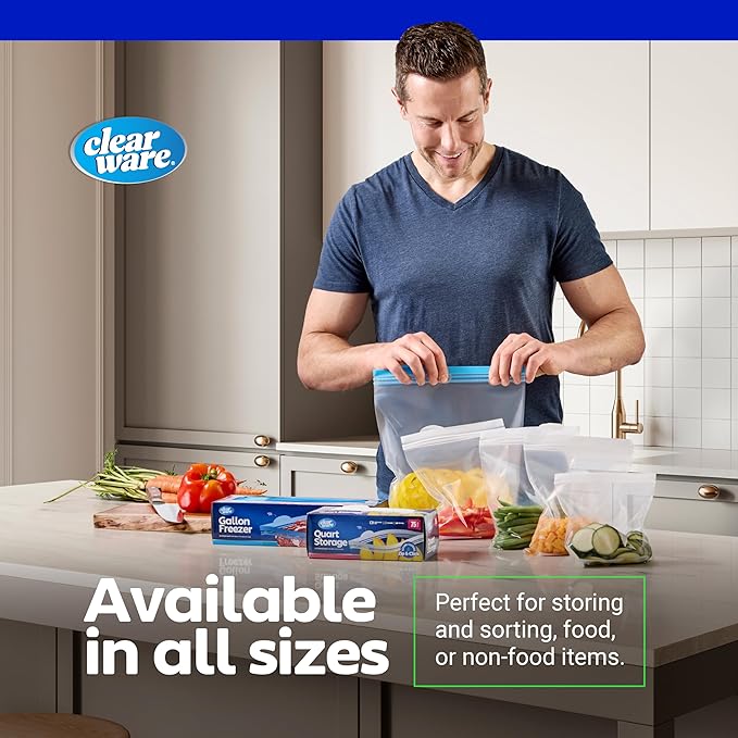 Gallon Storage Bags, Double Zipper Seal - 100 Count, Reusable Thick Food Plastic Storage Bags - Microwave-Safe, Zero BPA - Resealable Containers for Lunch, Snacks, Meals - 2 Boxes