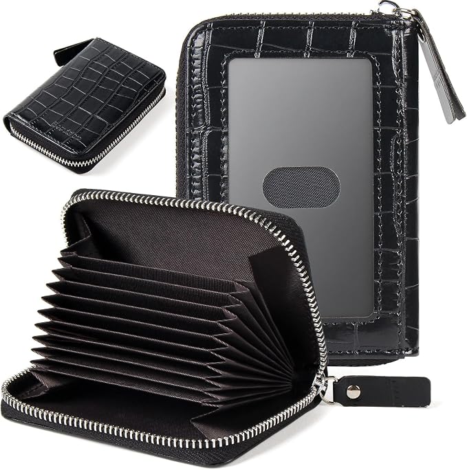 Credit Card Wallet, RFID Card Case Wallet, Zipper Card Cases Holder for Men Women, RFID Blocking, KeyChain Wallet, Compact Size Card Organizer Case for Women