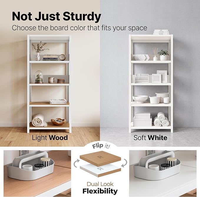 HOMEDANT 32" W Pegboards Storage Rack 5-Tier Heavy Duty Boltless Metal Utility Shelving Unit for Pantry Garage 1Pack