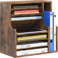 Wood Desktop File Holder Organizer Mail Sorter for File Folders, Mails, Envelopes or Magazines, 8 Compartments (Brown)