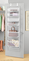Whitmor Over The Door Organizer Storage, 6 Tier Hanging Door Organizer with Metal Frame & Mesh Baskets, Heavy Duty Behind Door Storage for Pantry, Bathroom, Closet, 17.7"W x 7.9"D x 67"H, White