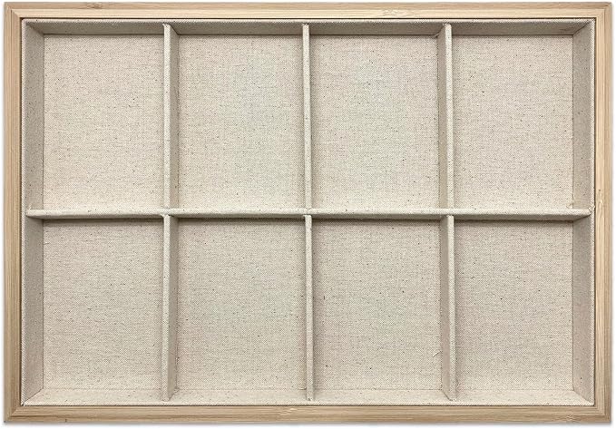 The Display Guys - Stackable Jewelry Tray and Organizer - for Drawers, Dressers, Store Display (8 Compartments, Bamboo Suede)
